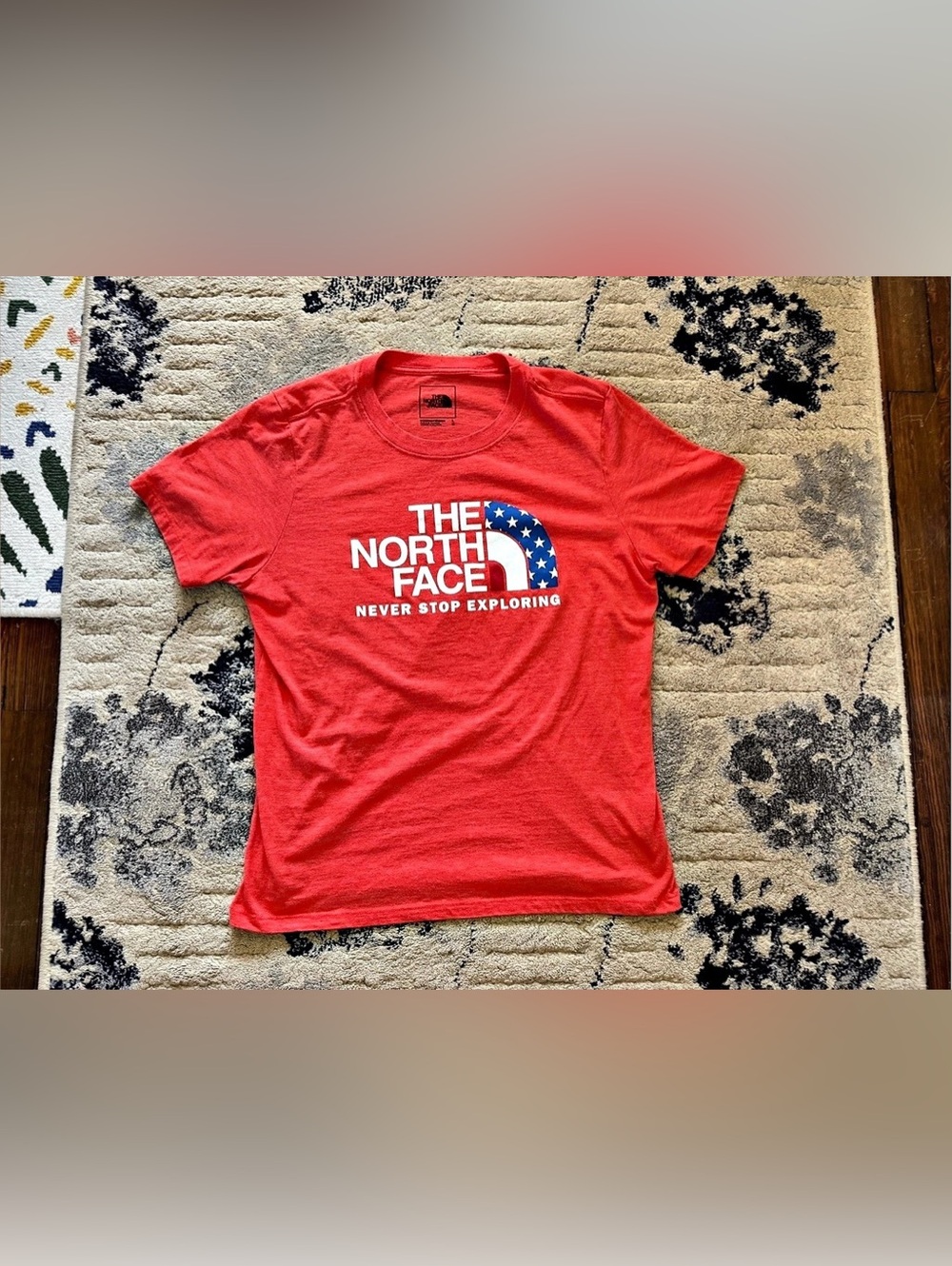 The North Face American Flag Logo Graphic T-Shirt Graphic Short Sleeve Tee in